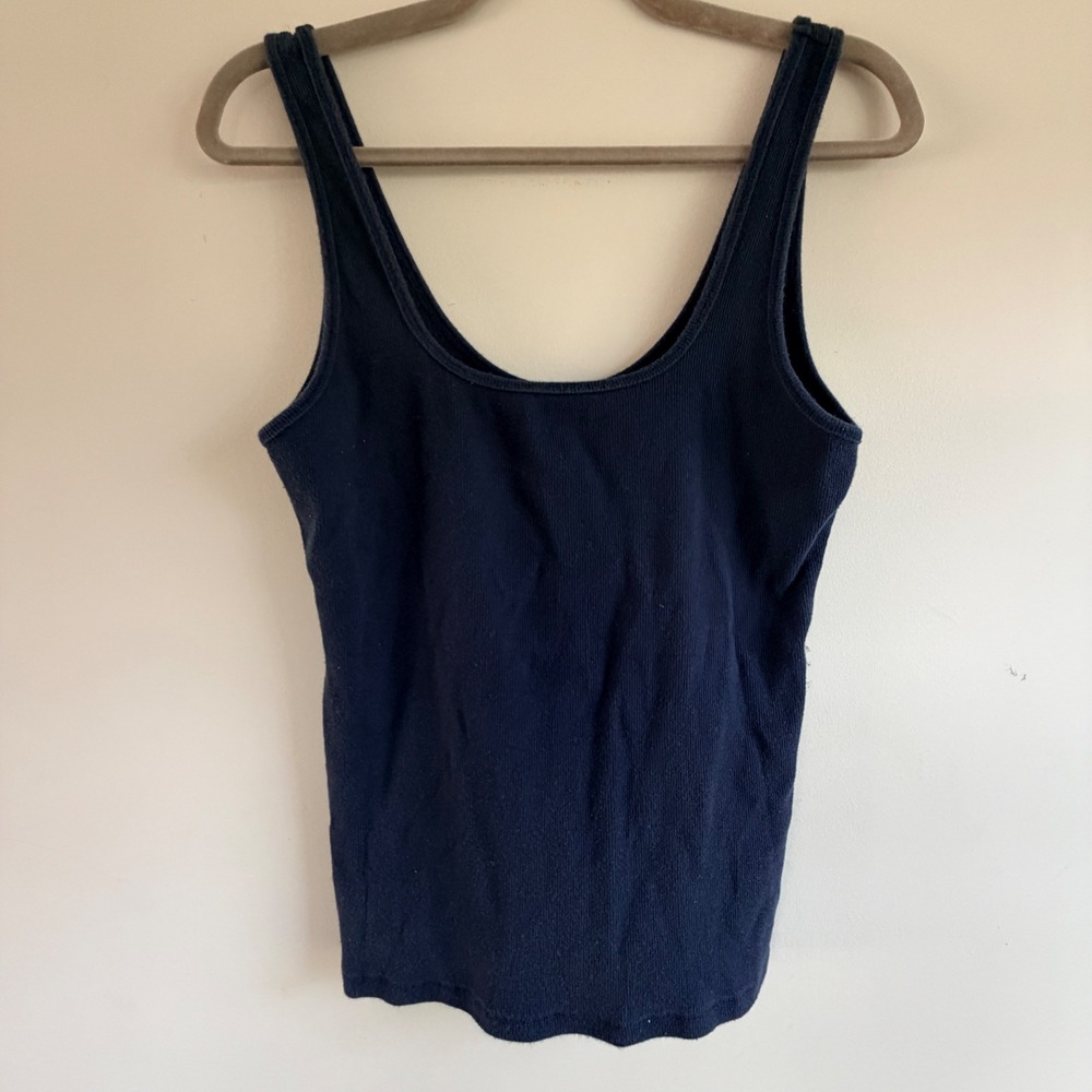 Abercrombie Fitch Tank Top Women XL Navy Ribbed Stretch Minimalist Indie Sleeze